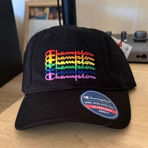 Champion Black Hat with Multicolor Logo